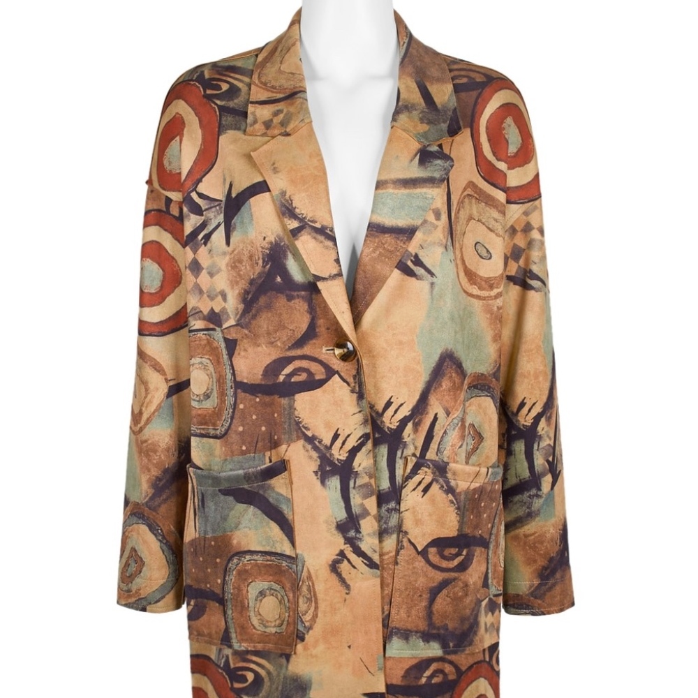 Carre Noir Notched Collar Long Jacket